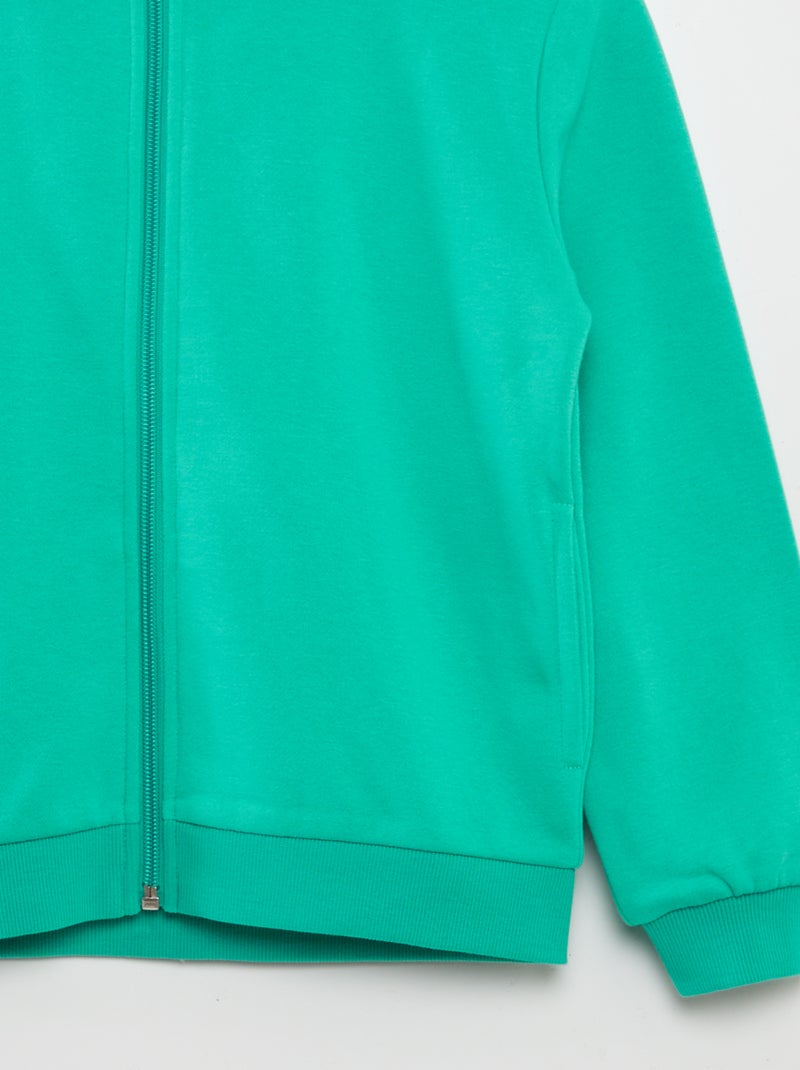 Sweatshirt com fecho e capuz VERDE - Kiabi