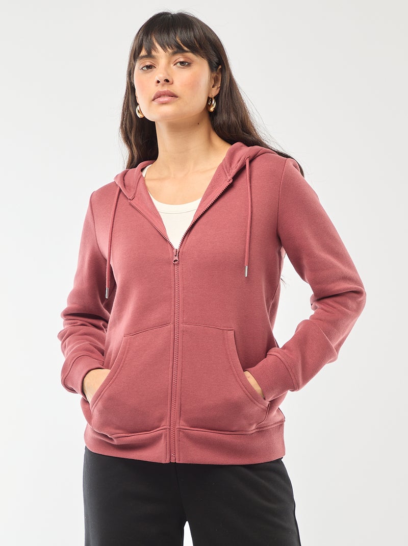 Sweatshirt com fecho e capuz Vermelho - Kiabi