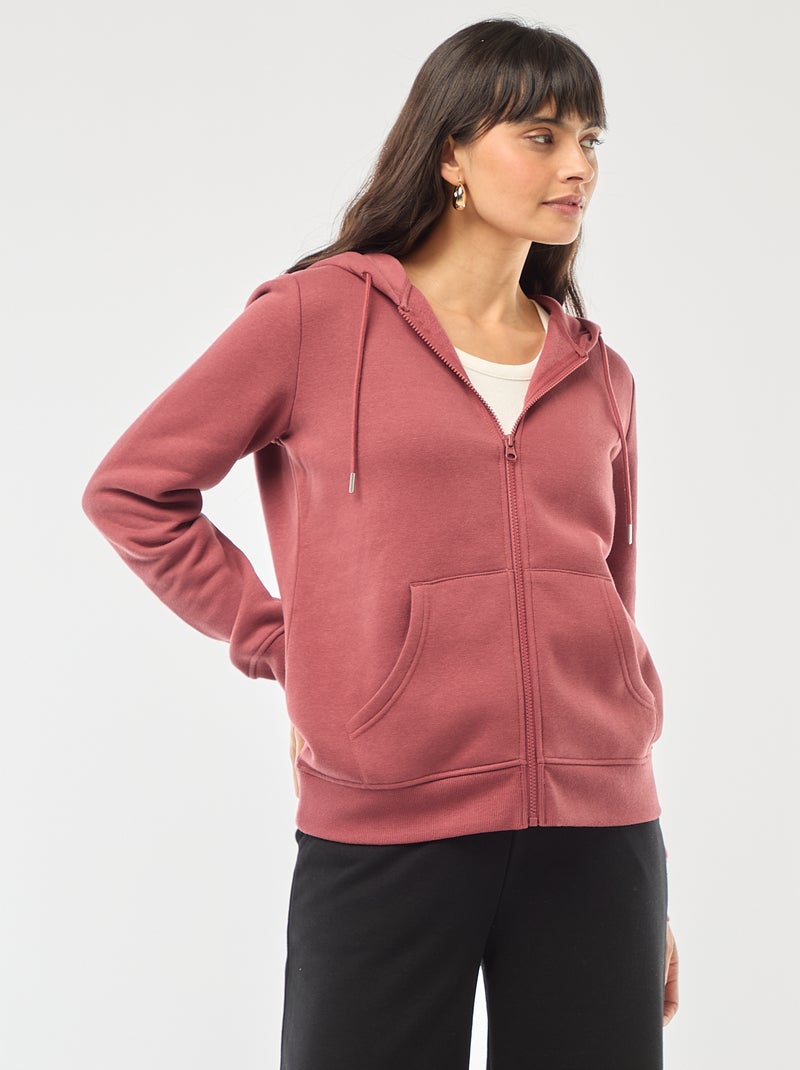 Sweatshirt com fecho e capuz Vermelho - Kiabi