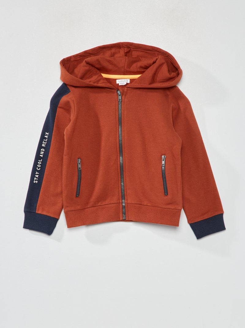 Sweatshirt com fecho e capuz Vermelho Tijolo - Kiabi