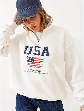 Sweatshirt com fecho e estampado lucci