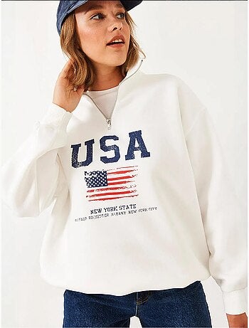 Sweatshirt com fecho e estampado lucci