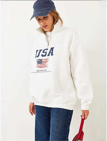 Sweatshirt com fecho e estampado lucci