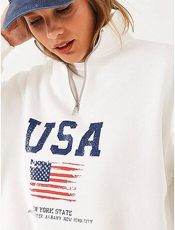Sweatshirt com fecho e estampado lucci