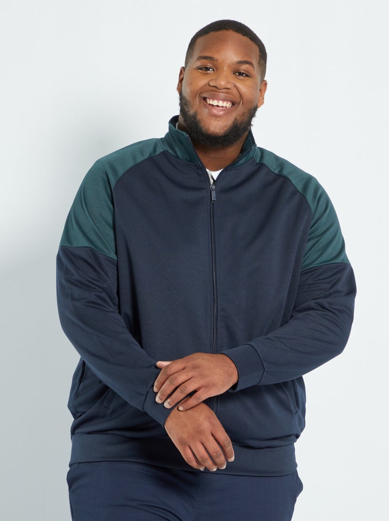Sweatshirt com fecho e gola subida AZUL - Kiabi