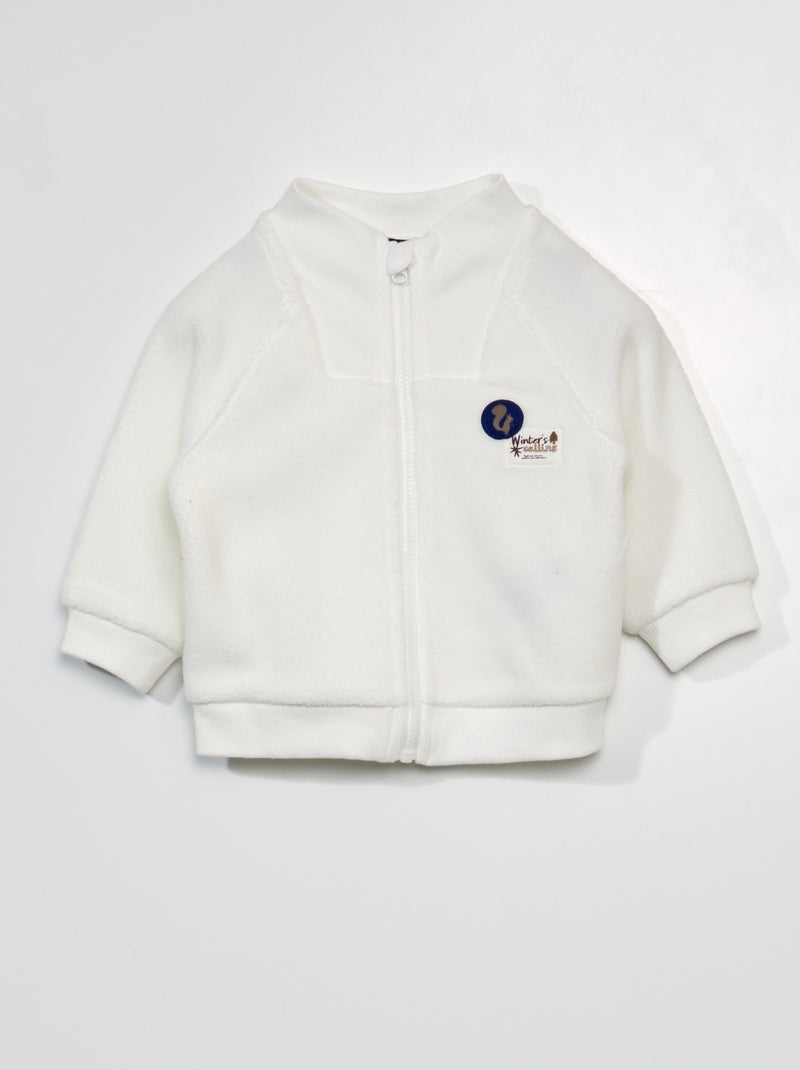 Sweatshirt com fecho efeito lã de carneiro BRANCO - Kiabi