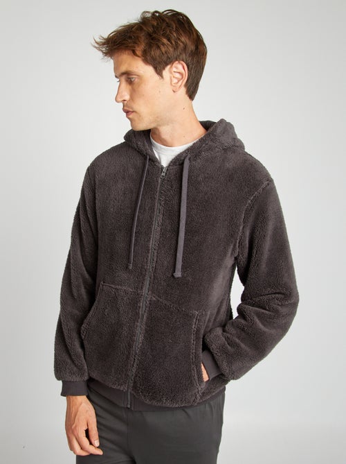 Sweatshirt com fecho efeito lã de carneiro - Kiabi