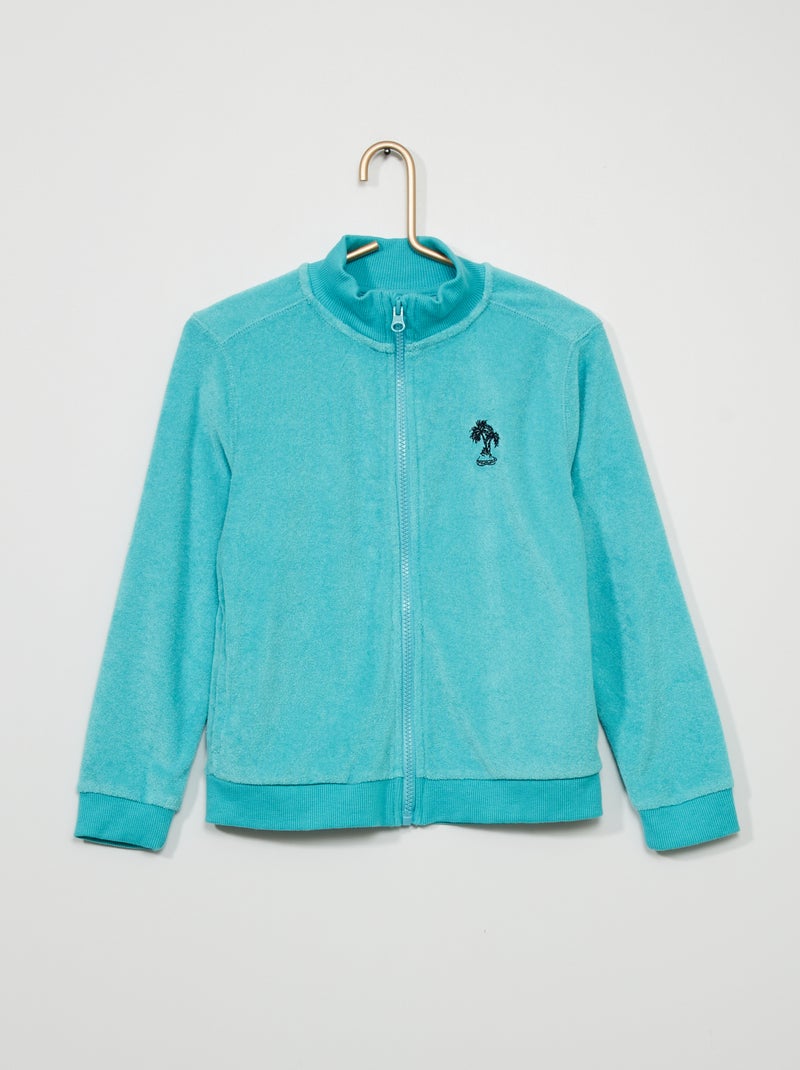 Sweatshirt com fecho em esponja AZUL - Kiabi