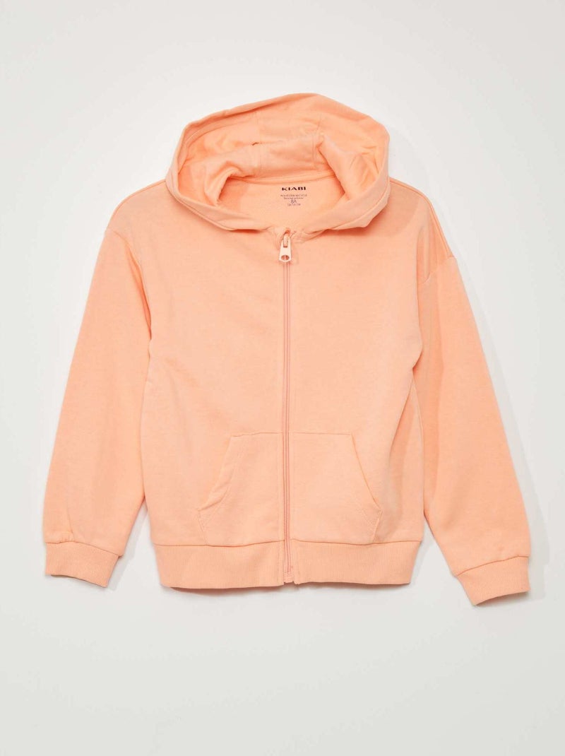 Sweatshirt com fecho em french terry LARANJA - Kiabi