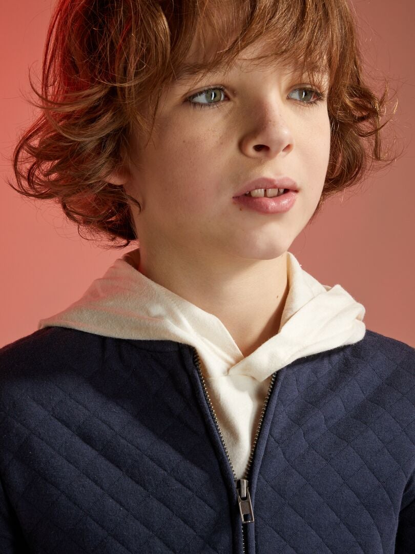 Sweatshirt com fecho em jersey Azul Marinho - Kiabi