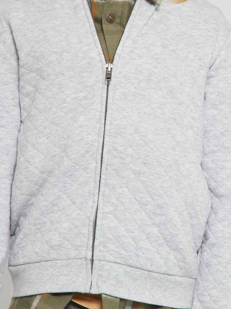 Sweatshirt com fecho em jersey CINZA - Kiabi
