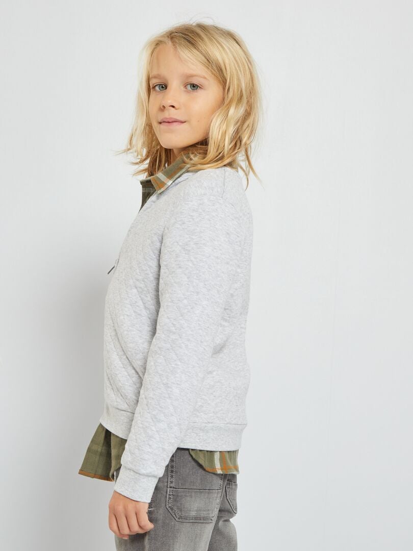 Sweatshirt com fecho em jersey CINZA - Kiabi