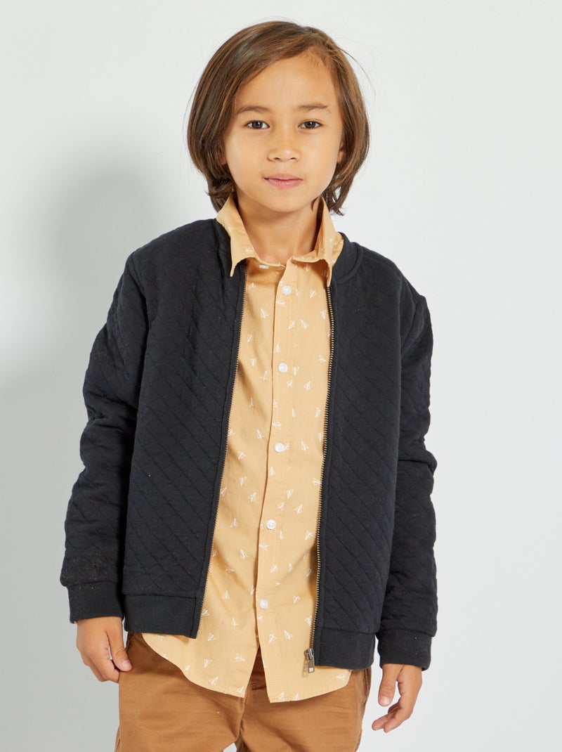 Sweatshirt com fecho em jersey Preto - Kiabi