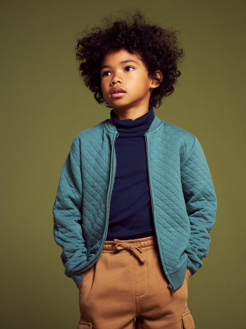 Sweatshirt com fecho em jersey VERDE - Kiabi