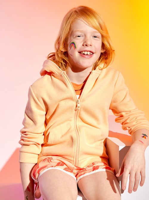 Sweatshirt com fecho em malha gofrada - Kiabi