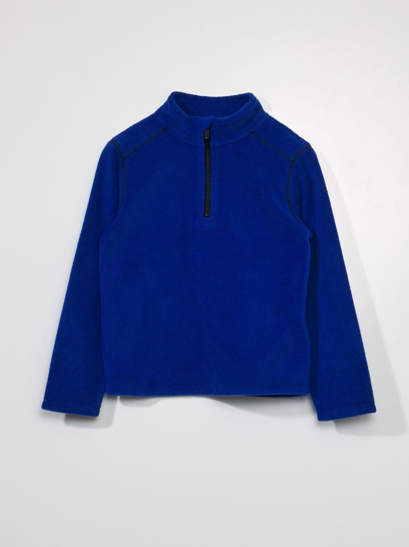Sweatshirt com fecho em malha polar AZUL - Kiabi