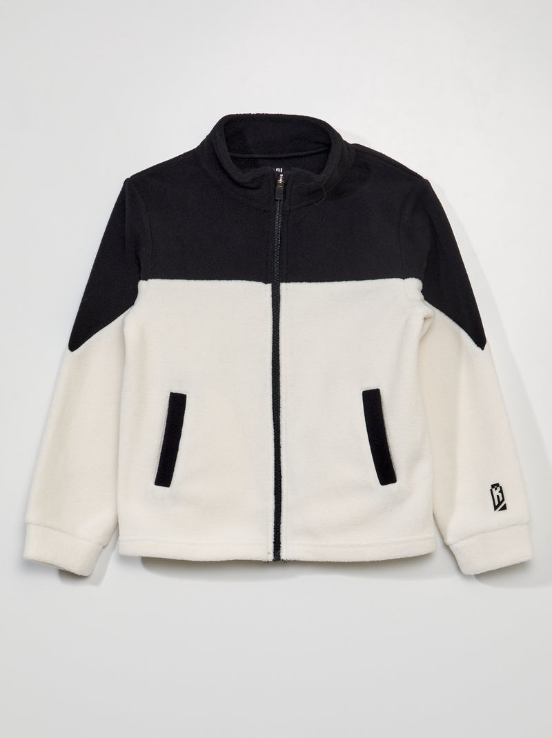 Sweatshirt com fecho em malha polar BRANCO - Kiabi