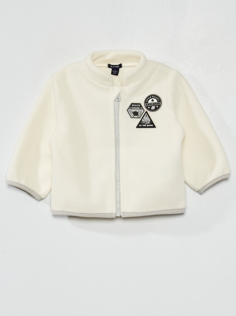 Sweatshirt com fecho em malha polar Branco - Kiabi