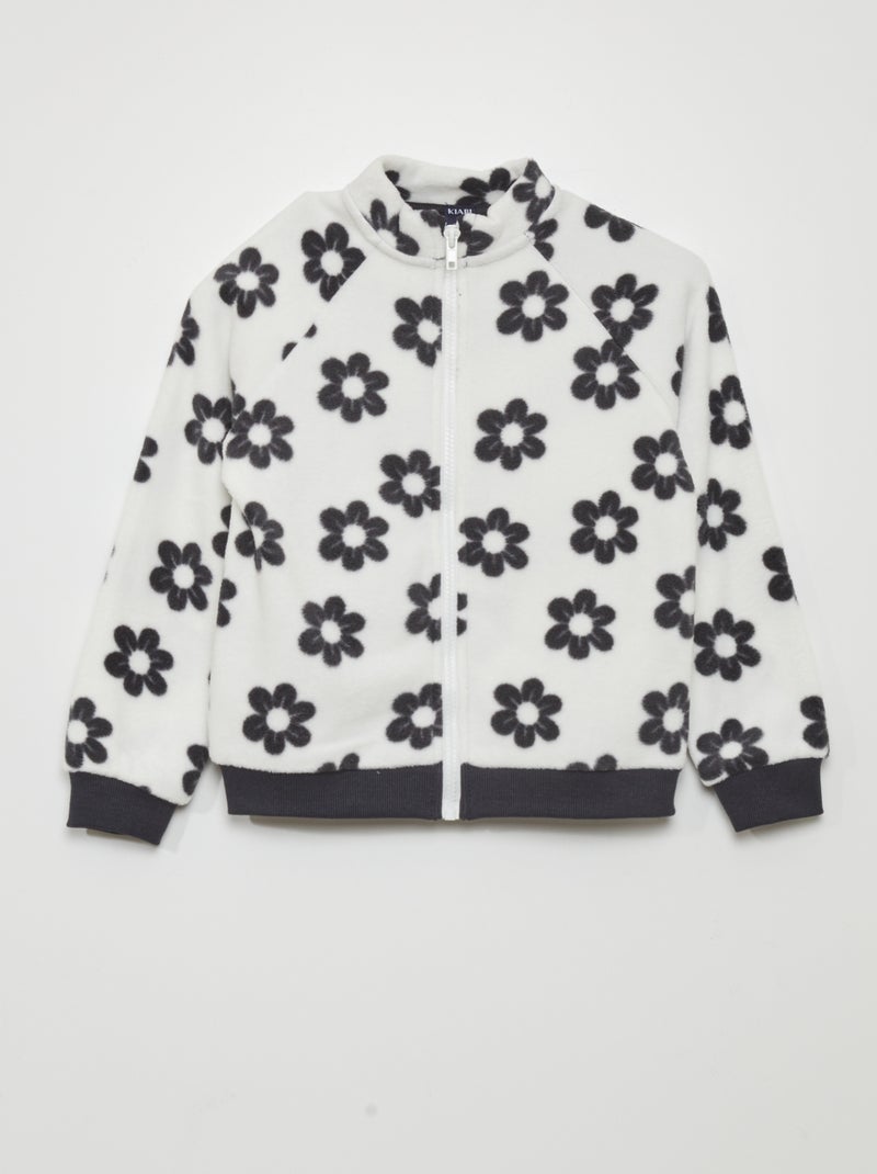 Sweatshirt com fecho em malha polar estampada BRANCO - Kiabi