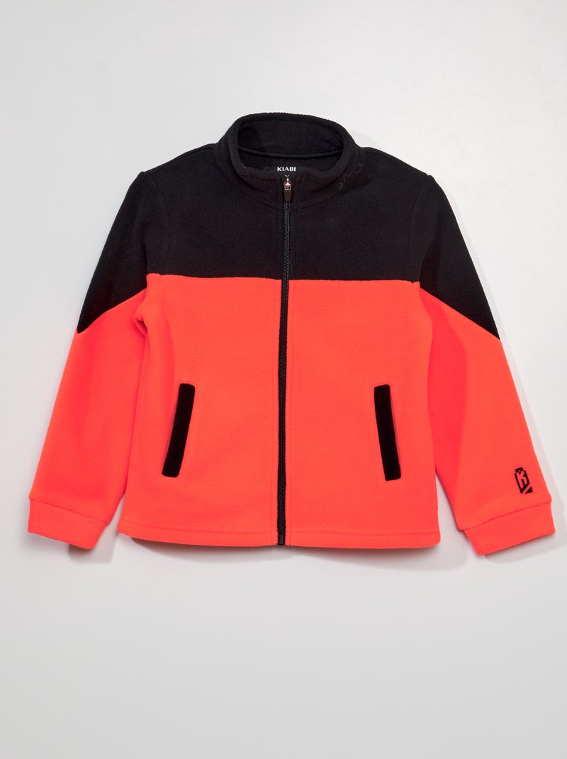 Sweatshirt com fecho em malha polar LARANJA - Kiabi