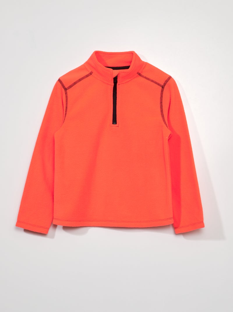 Sweatshirt com fecho em malha polar LARANJA - Kiabi
