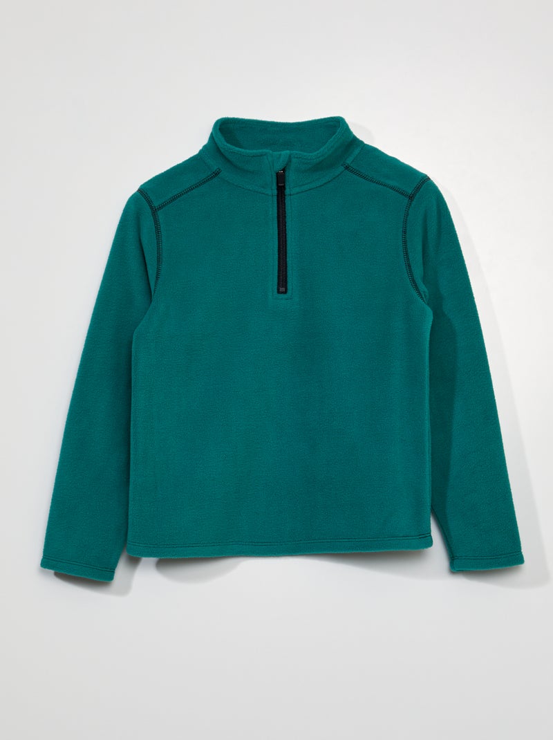Sweatshirt com fecho em malha polar VERDE - Kiabi