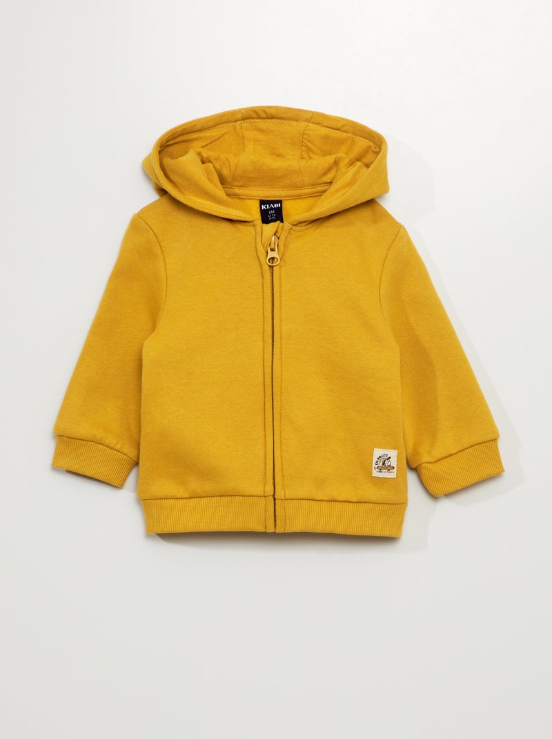 Sweatshirt com fecho em moletão Amarelo - Kiabi