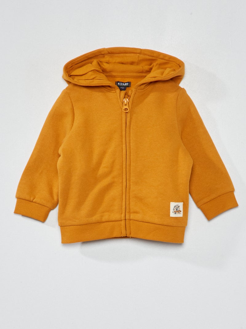 Sweatshirt com fecho em moletão AMARELO - Kiabi