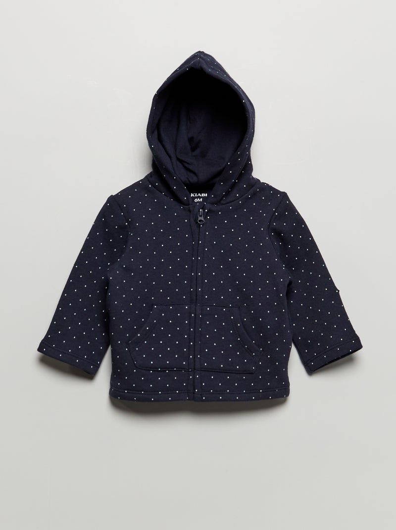 Sweatshirt com fecho em moletão AZUL - Kiabi
