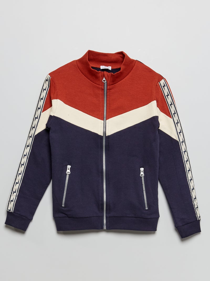 Sweatshirt com fecho em moletão AZUL - Kiabi