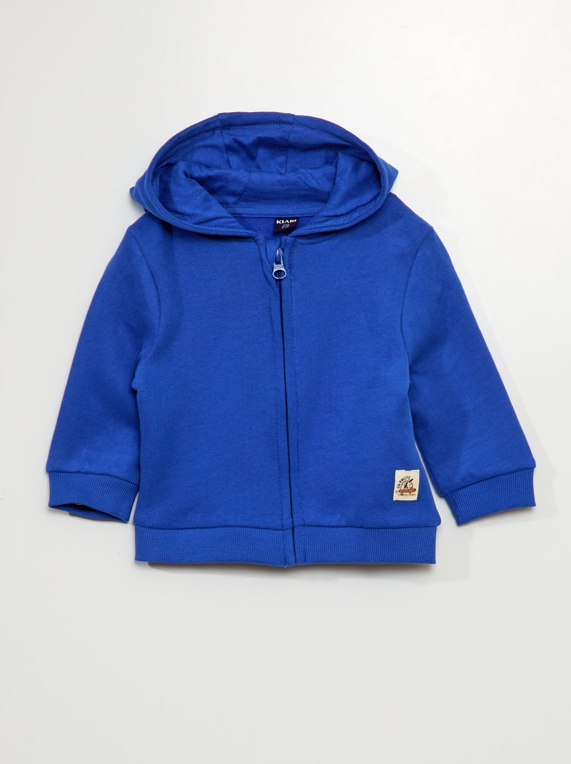 Sweatshirt com fecho em moletão Azul - Kiabi
