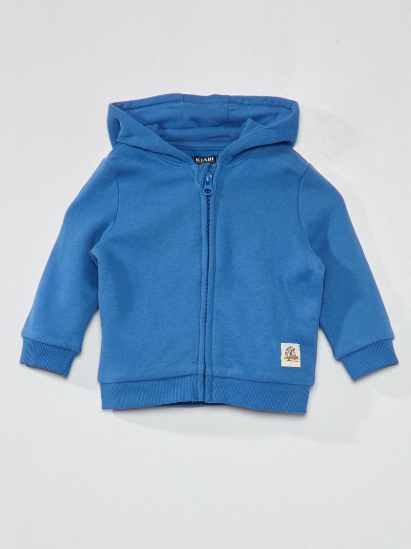 Sweatshirt com fecho em moletão AZUL - Kiabi