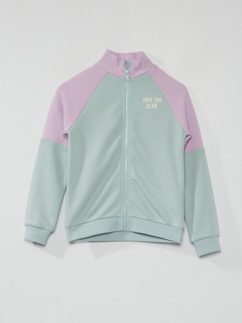 Sweatshirt com fecho em moletão AZUL - Kiabi