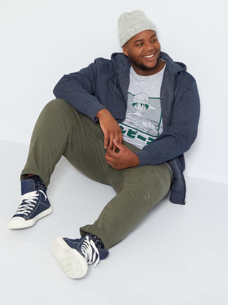 Sweatshirt com fecho em moletão AZUL - Kiabi