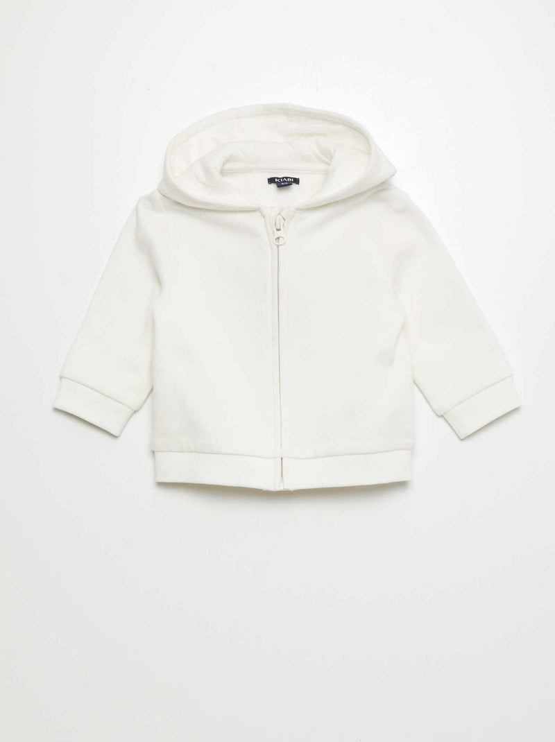 Sweatshirt com fecho em moletão BRANCO - Kiabi