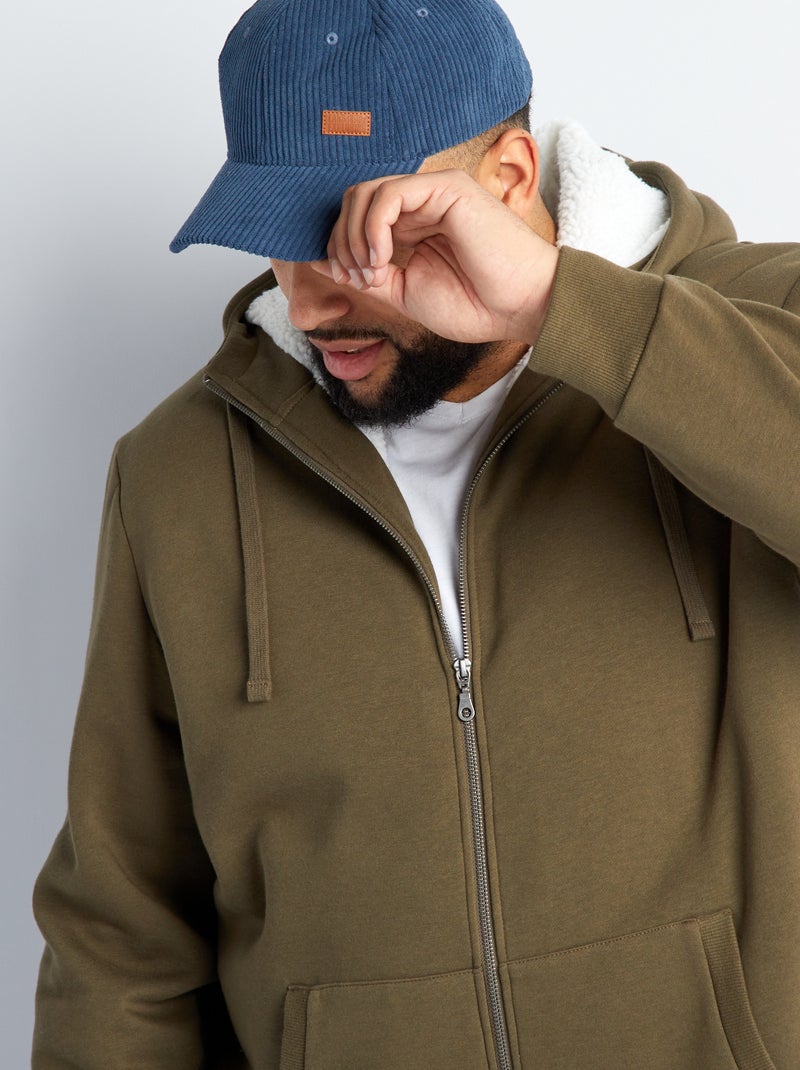 Sweatshirt com fecho em moletão CAQUI - Kiabi