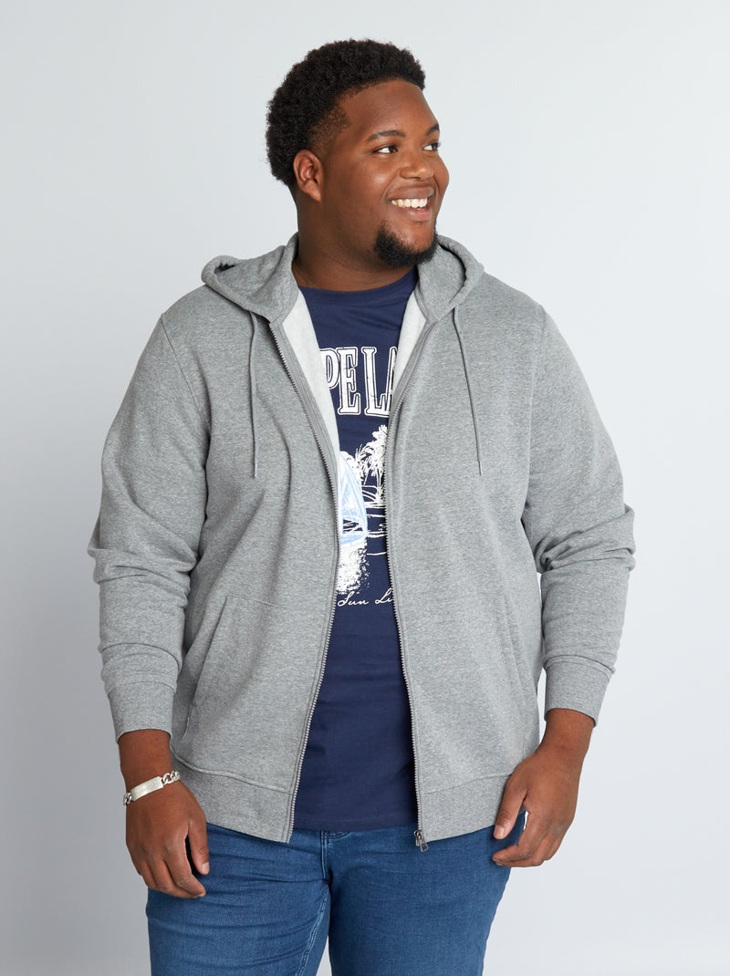 Sweatshirt com fecho em moletão CINZA - Kiabi