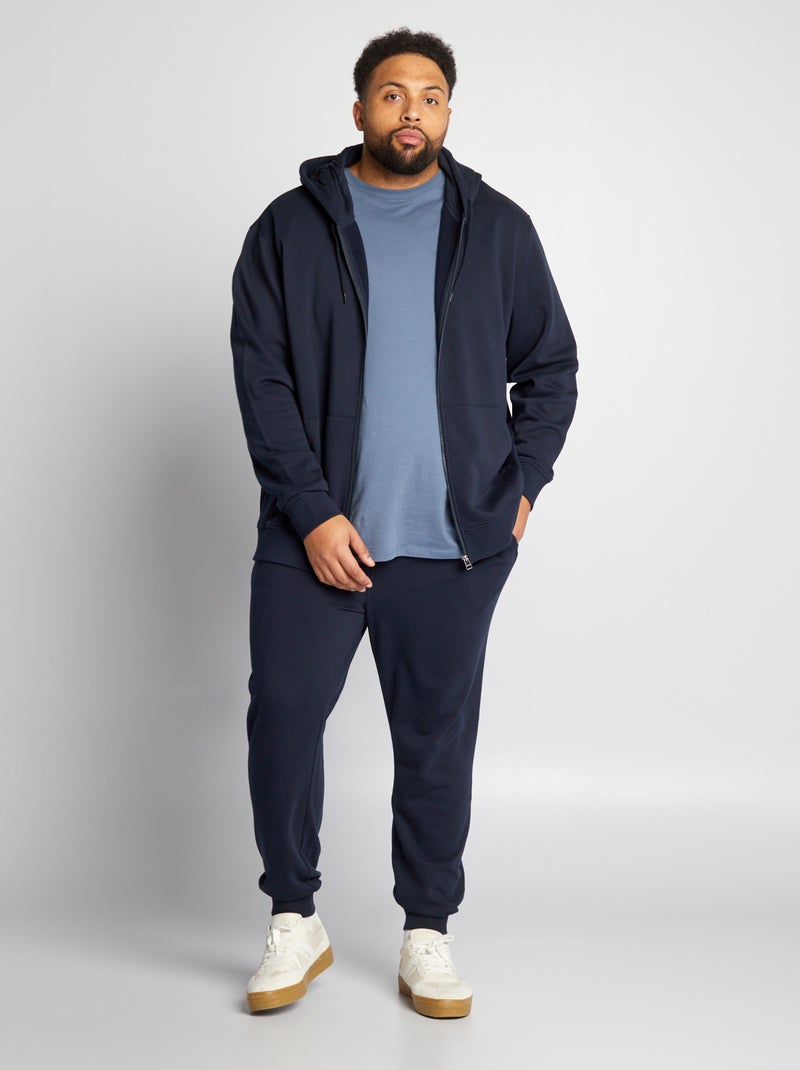 Sweatshirt com fecho em moletão com capuz AZUL - Kiabi