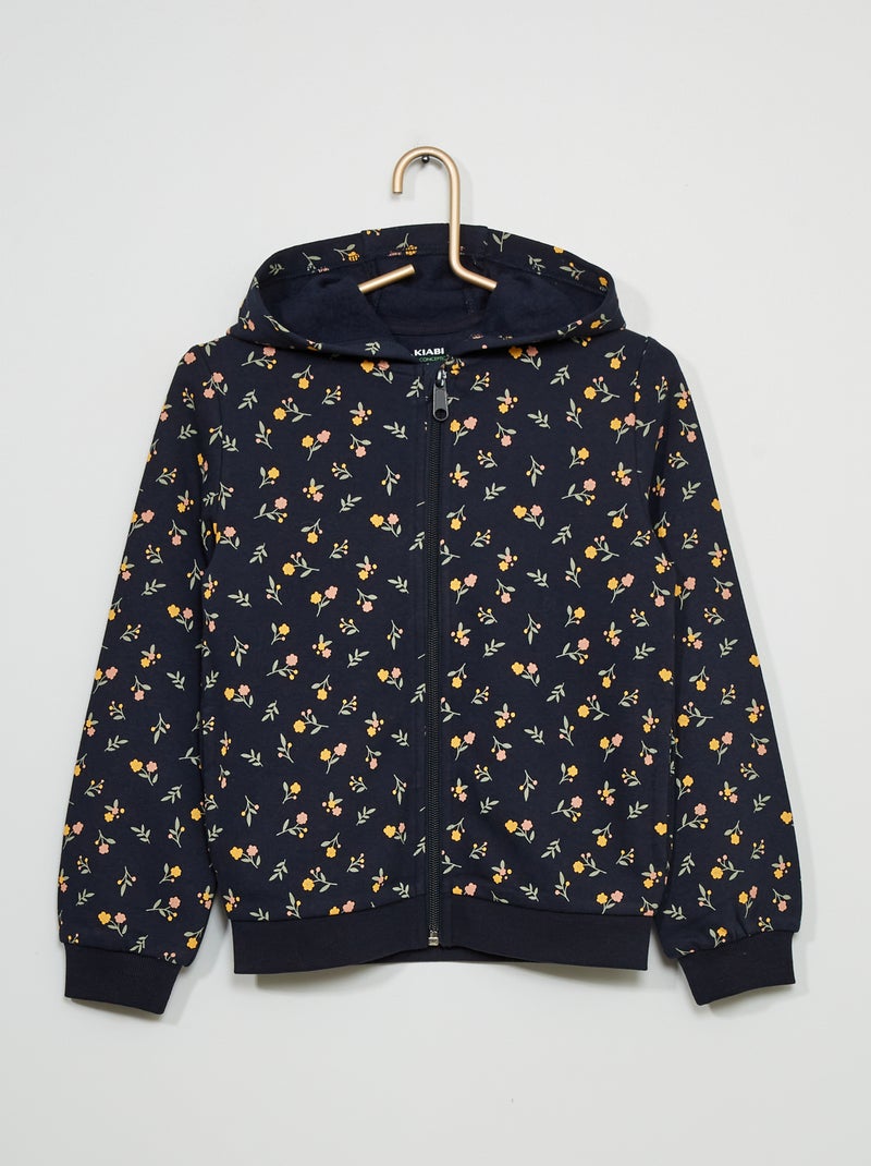 Sweatshirt com fecho em moletão com capuz AZUL - Kiabi