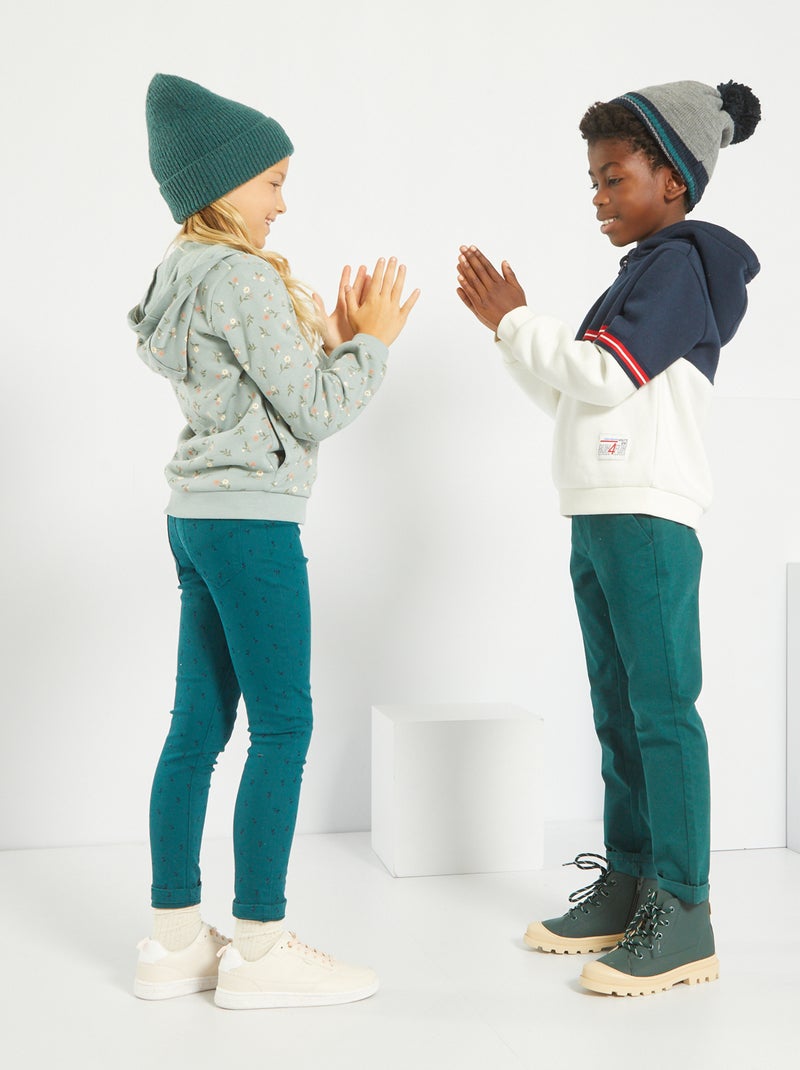 Sweatshirt com fecho em moletão com capuz AZUL - Kiabi