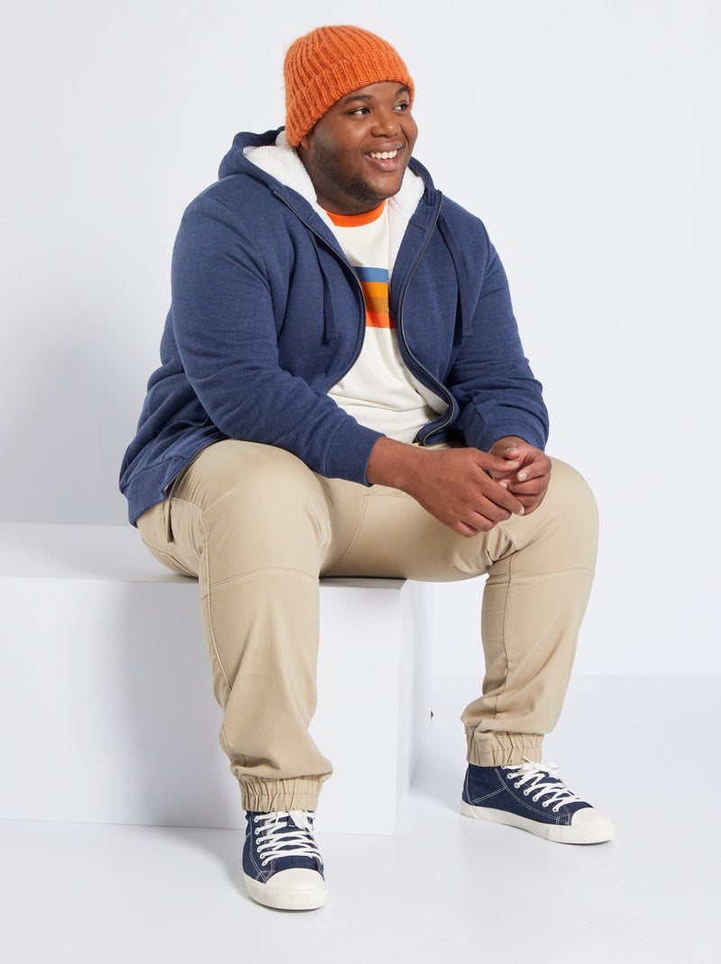 Sweatshirt com fecho em moletão com capuz AZUL - Kiabi
