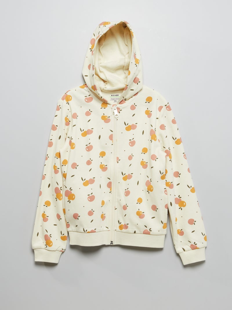 Sweatshirt com fecho em moletão com capuz BEGE - Kiabi