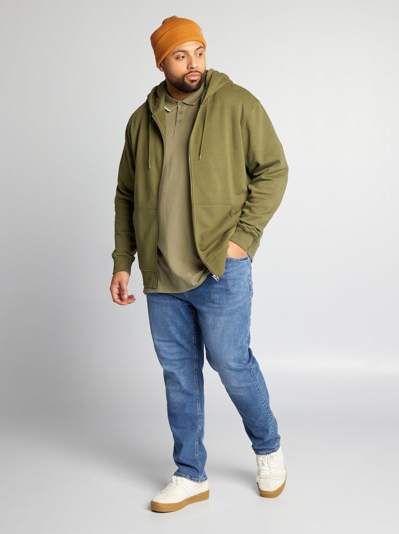 Sweatshirt com fecho em moletão com capuz CAQUI - Kiabi