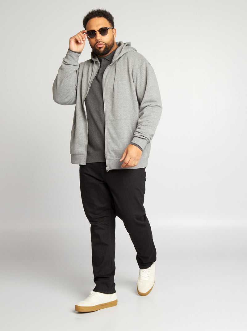 Sweatshirt com fecho em moletão com capuz CINZA - Kiabi