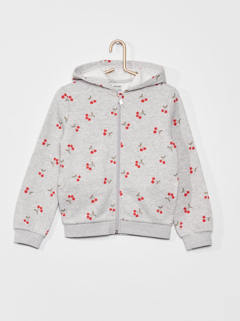 Sweatshirt com fecho em moletão com capuz CINZA - Kiabi