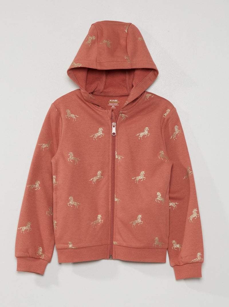 Sweatshirt com fecho em moletão com capuz ROSA - Kiabi
