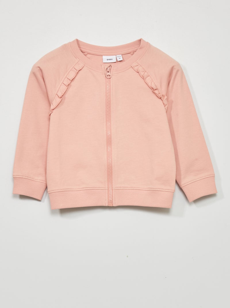 Sweatshirt com fecho em moletão ROSA - Kiabi
