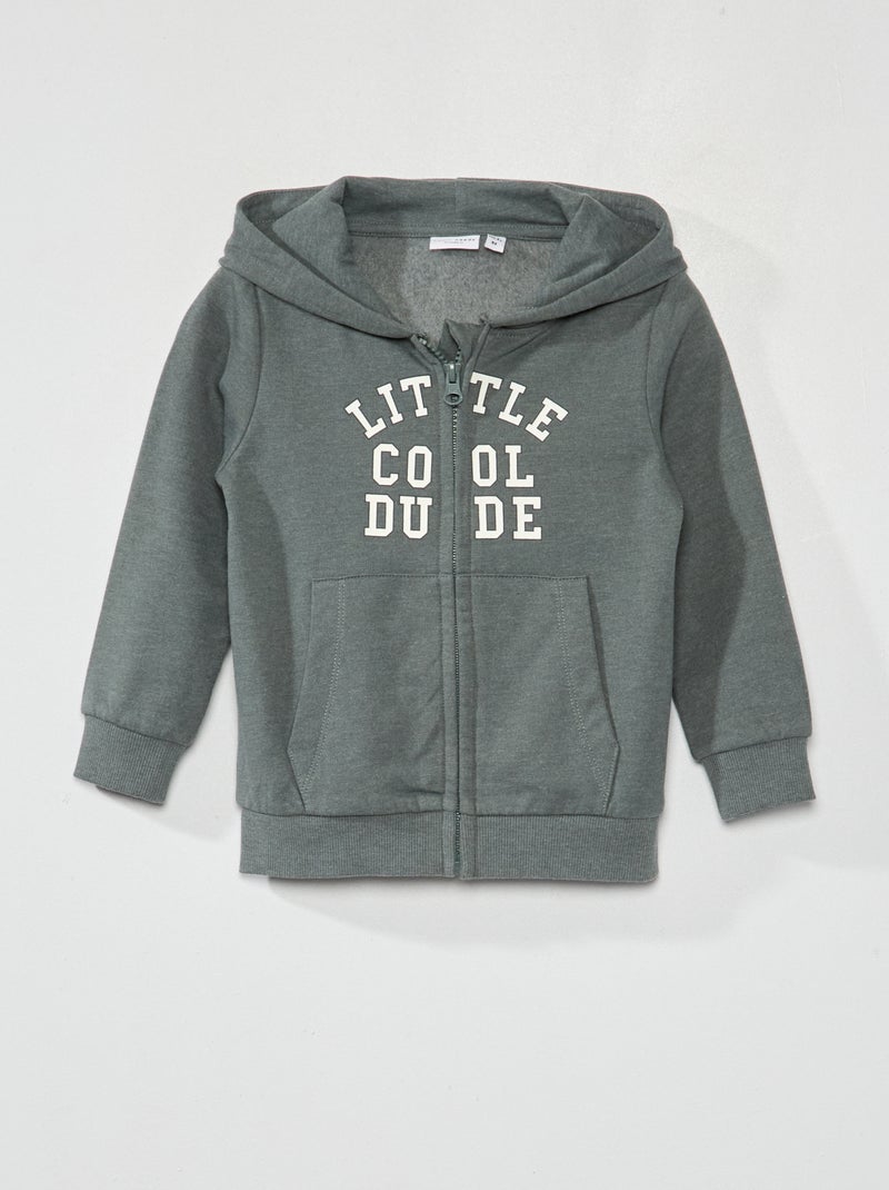 Sweatshirt com fecho em moletão VERDE - Kiabi