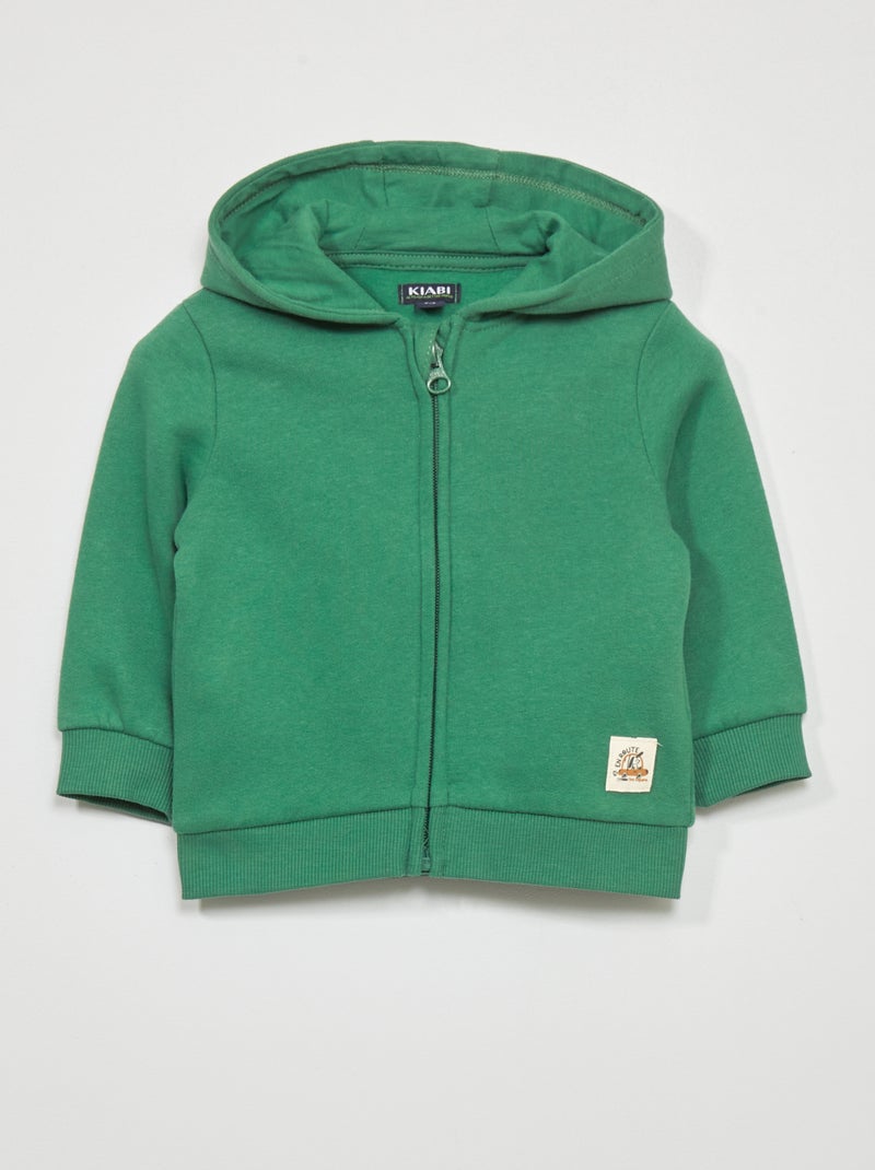 Sweatshirt com fecho em moletão Verde - Kiabi