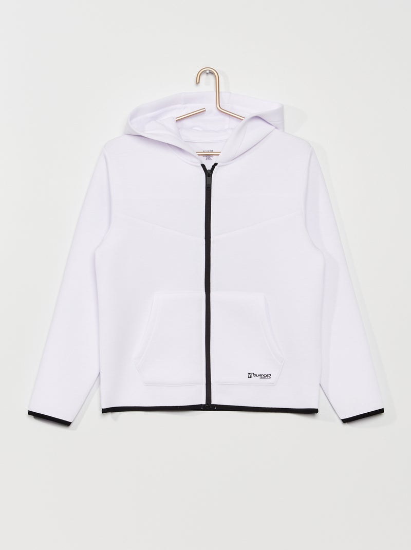 Sweatshirt com fecho em neopreno com capuz BRANCO - Kiabi